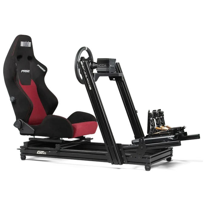 Next Level Racing NLRE058 PRS2 Sedia da corsa reclinabile con meccanismo di reclinazione doppio e supporto lombare regolabile colore Nero-Rosso