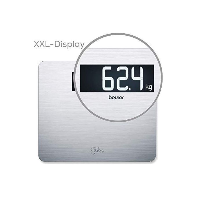 Beurer GS 405 SignatureLine Bilancia Pesapersone Digitale XXL 200 Kg Display LCD Retroilluminato colore Argento