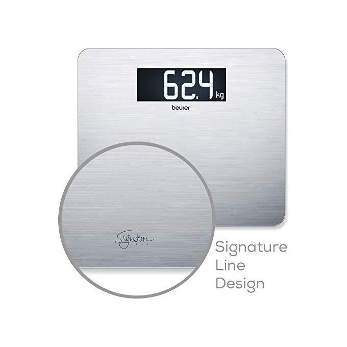 Beurer GS 405 SignatureLine Bilancia Pesapersone Digitale XXL 200 Kg Display LCD Retroilluminato colore Argento