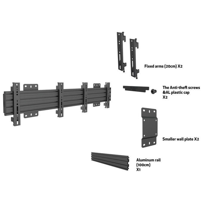 Multibrackets 7000 Supporto per Display Espositivi 2x 68 6 81 3 Pollici VESA 75x75 200x200 Fino a 30 Kg Colore Nero