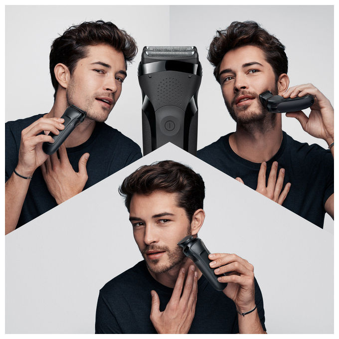 Braun 735742 Series 3 Rasoio elettrico Rotazione Bagnato e Secco 3 testine autonomia 30 min colore Nero