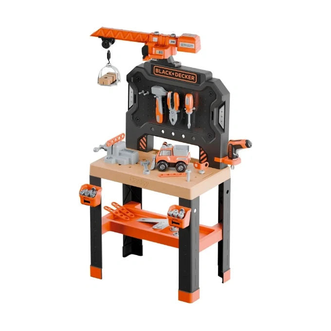 Simba 7600360741 Banco da Lavoro con 87 Accessori e Gru Integrata colore Nero