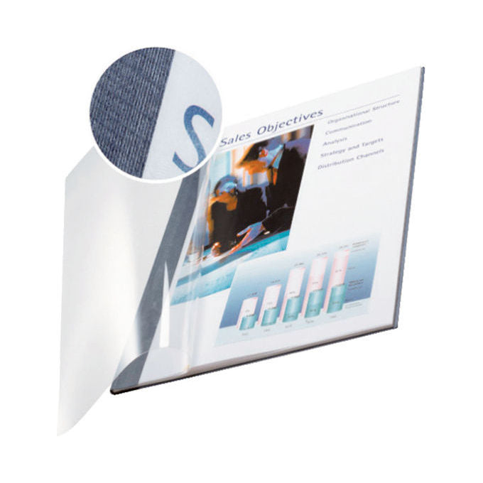 Leitz 74150035 ImpressBind Cartellina Copertina Morbida A4 Softcover PET Trasparente Dorso 14 mm 140 Fogli Confezione 10 Pezzi colore Blu