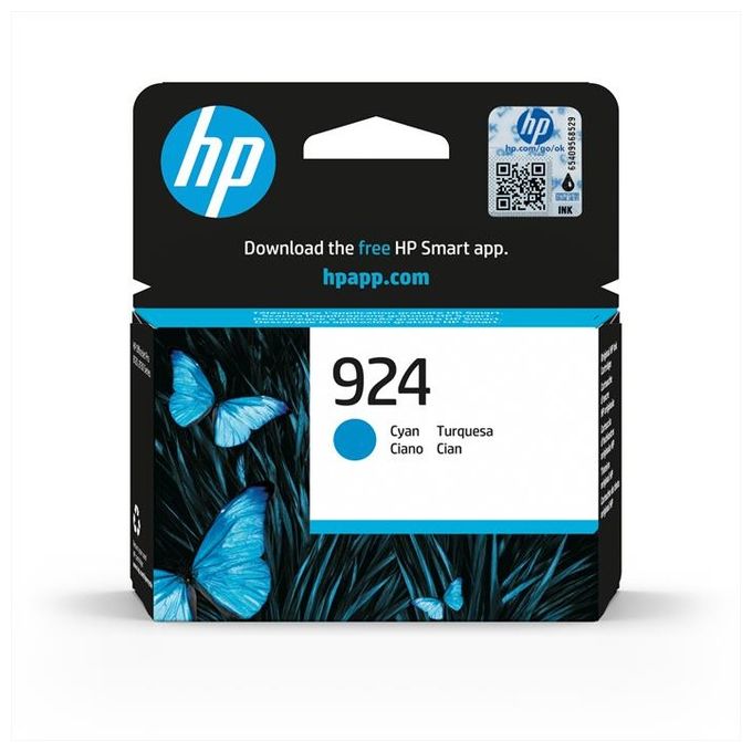 HP 4K0U3NE#LS1 Cartuccia d'Inchiostro Originale HP 924 Ciano Resa fino a 400 pagine Compatibile con OfficeJet Pro 8122e 8124e 8133 8134e 8135e colore Ciano