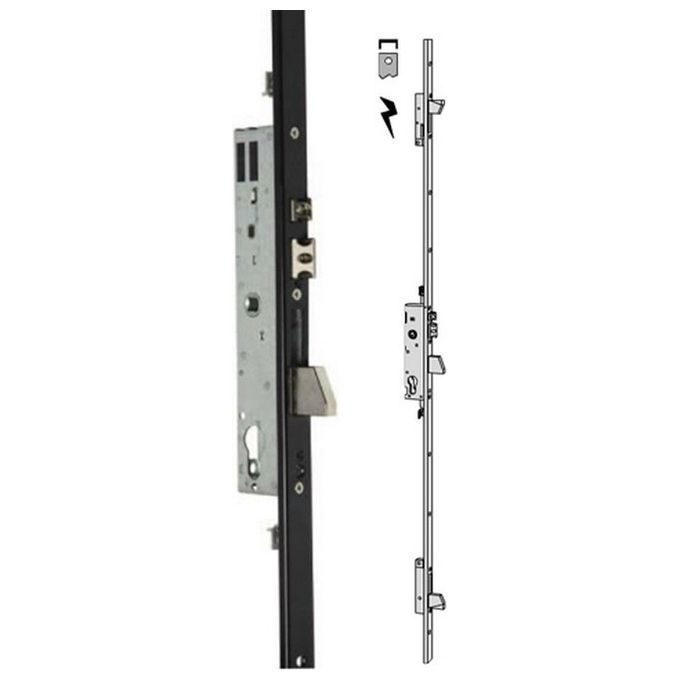 Cisa 1.16425.30.0 Serratura elettrica multipunto da infilare entrata 30 mm frontale a U 24x7 3 catenacci 12V colore Nero