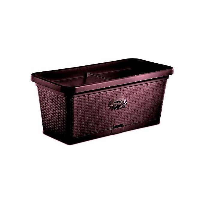 Stefanplast 75351 Fioriera Cassetta Natural con Riserva Acqua e Ruote Color Marrone Moka