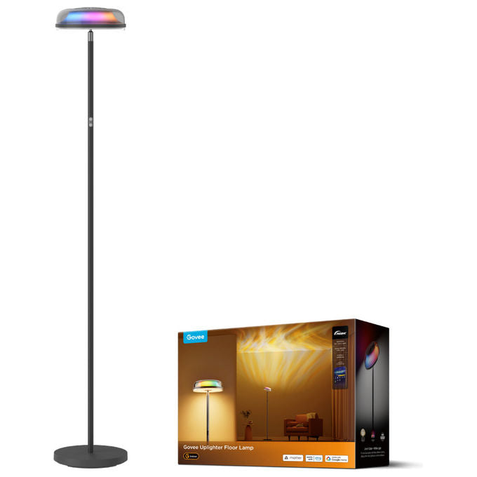 Govee H60B0311-OF-EU Uplighter Floor Lamp Illuminazione intelligente a pavimento Wi-Fi Bluetooth RGBICWW 2700K-6500K 1000 lm colore Nero
