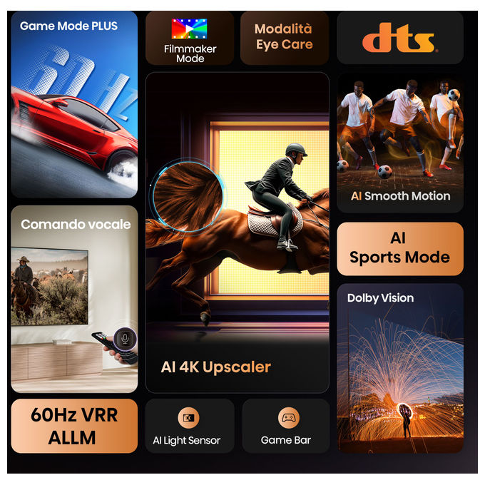 Hisense smart tv 75 pollici 4K, 75A6Q, VIDAA U8, Dolby Vision, HDR10, Game Mode Plus, Alexa, D-LED, DVB-T2