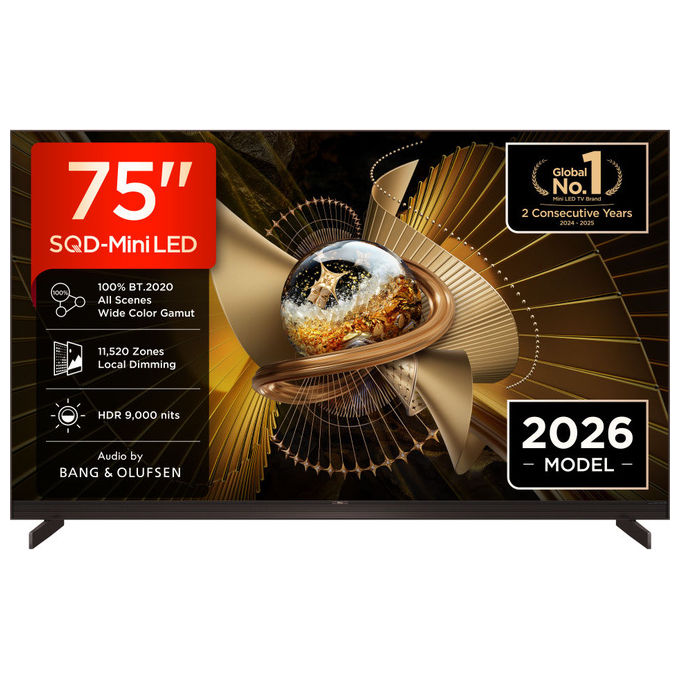 TCL 75X11L X11L Smart TV 75'' QD-Mini LED 4K 144Hz 9000 nit 11520 Zone Google TV Dolby Vision Atmos Audio Bang Olufsen colore Nero
