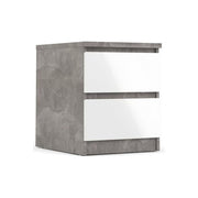 Tvilum 76230GXUU Comodino Moderno con 2 Cassetti Struttura Ossido Cemento Frontali Bianco Lucido colore Bianco