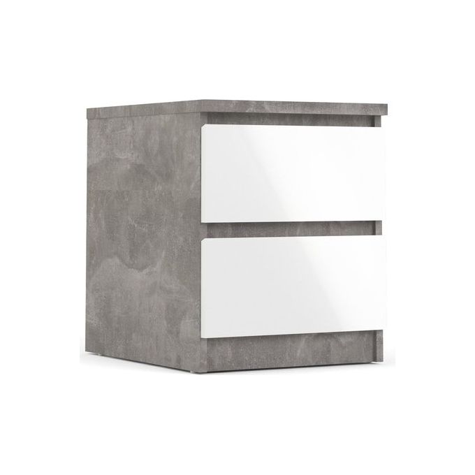 Tvilum 76230GXUU Comodino Moderno con 2 Cassetti Struttura Ossido Cemento Frontali Bianco Lucido colore Bianco