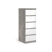 Tvilum 76233GXUU Naia Cassettiera 5 Cassetti Bianco Lucido e Ossidiana Cemento colore Bianco Grigio