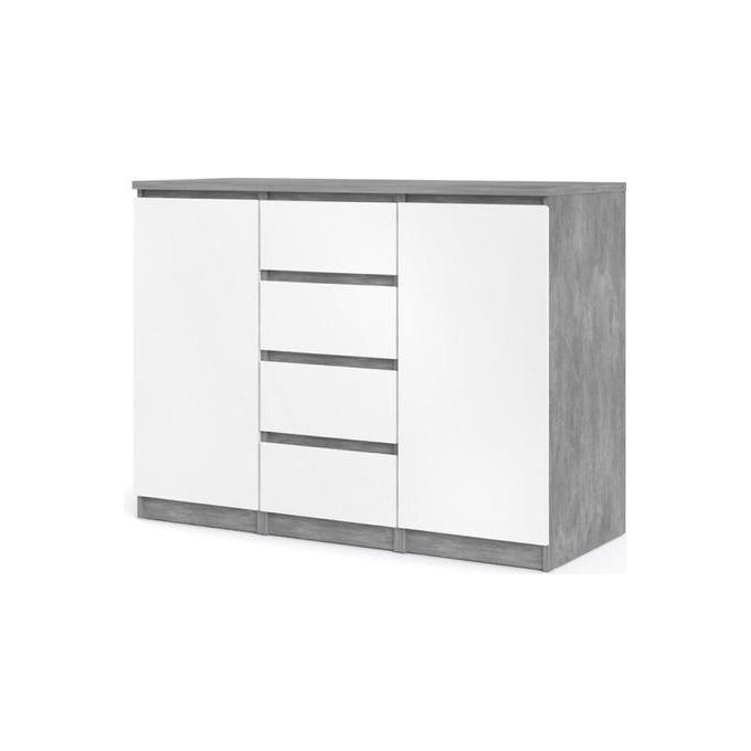 Tvilum 70276236GXUU Nada Credenza 2 ante 4 cassetti finitura lucida colore Bianco e Grigio Cemento