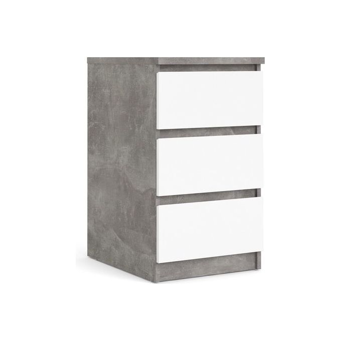 Tvilum 76237GXUU Naia Cassettiera 3 Cassetti Pannelli Truciolari 40.4x50x70.1 cm colore Ossido Cemento e Bianco Lucido