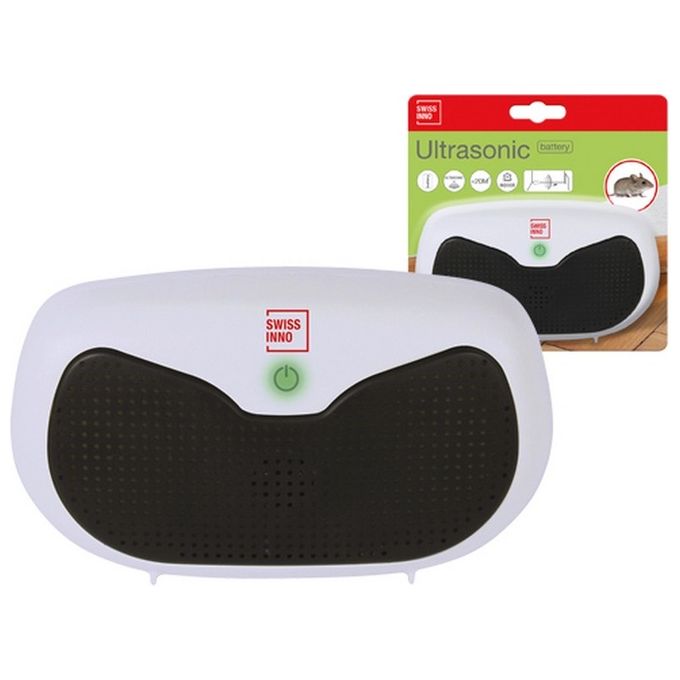 Swissinno 1 262 001 Repellente a Ultrasuoni a Batteria Anti Topi Ratti Roditori per Interni 20 m² Autonomia 6-7 Settimane