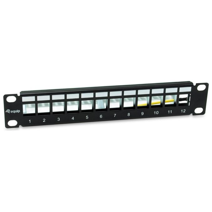 Equip, Pannello Rack 1U, 12 Porte Keystone, Nero, Metallo
