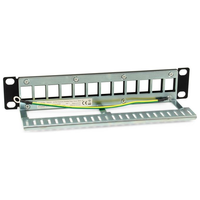 Equip, Pannello Rack 1U, 12 Porte Keystone, Nero, Metallo