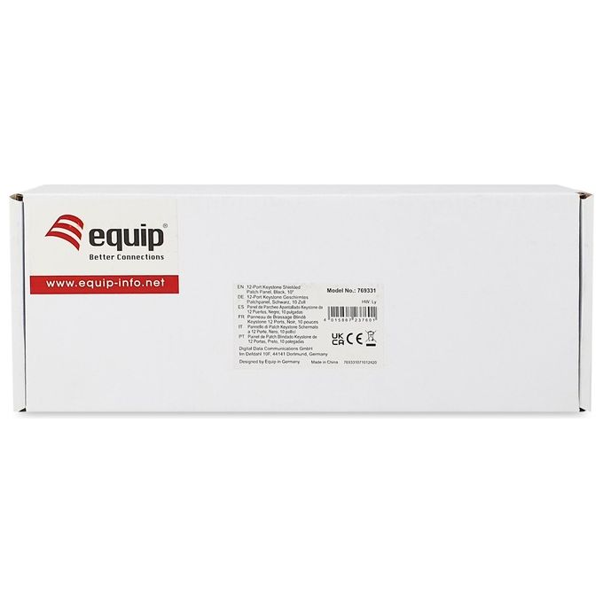 Equip, Pannello Rack 1U, 12 Porte Keystone, Nero, Metallo