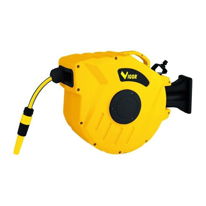 Blinky 77308-10 Avvolgitubo a Parete Automatico Tubo Retinato 20 mt Staffa Rotazione 180° Raccordi e Lancia Innaffio
