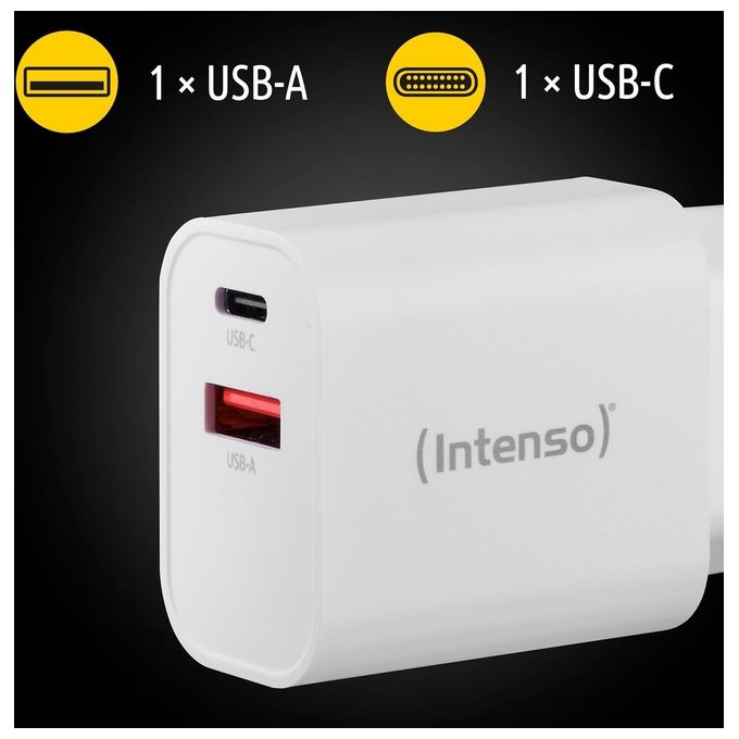 Intenso Power Adapter W30AC 30 Watt con connettore USB-A e USB-C Bianco
