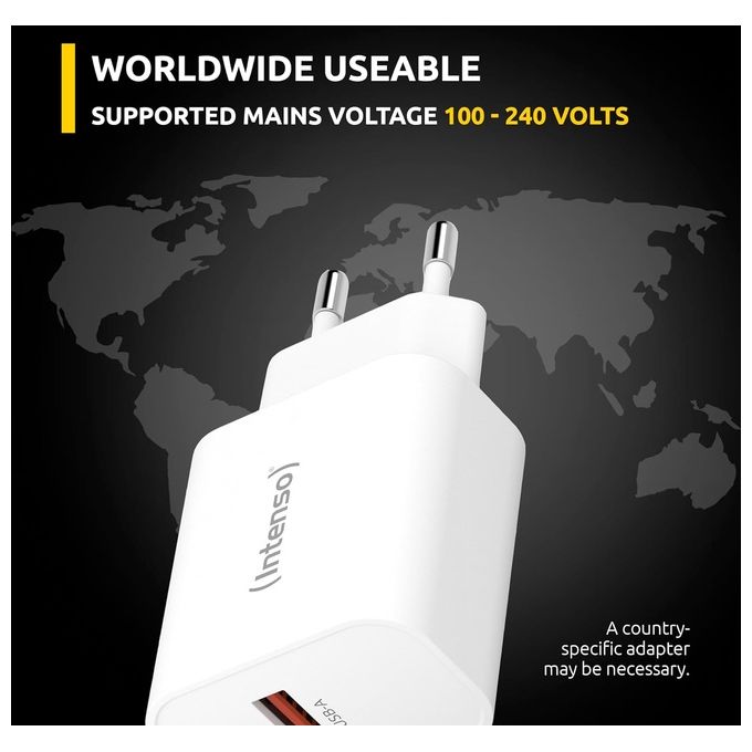 Intenso Power Adapter W30AC 30 Watt con connettore USB-A e USB-C Bianco