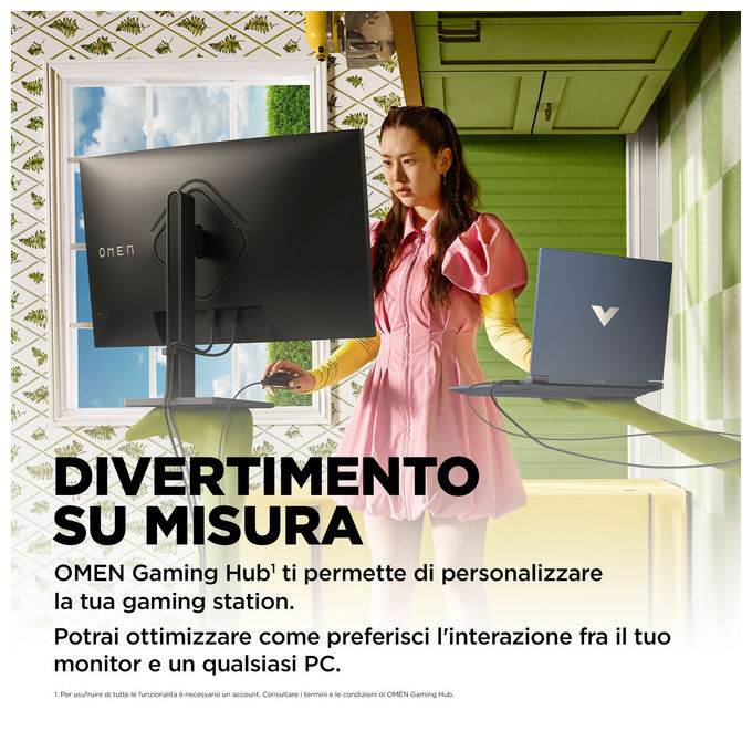 HP 780K6E9#ABB OMEN Monitor Curvo 32'' QHD 165Hz 1ms HDR400 AMD FreeSync USB-C HDMI DisplayPort colore Nero