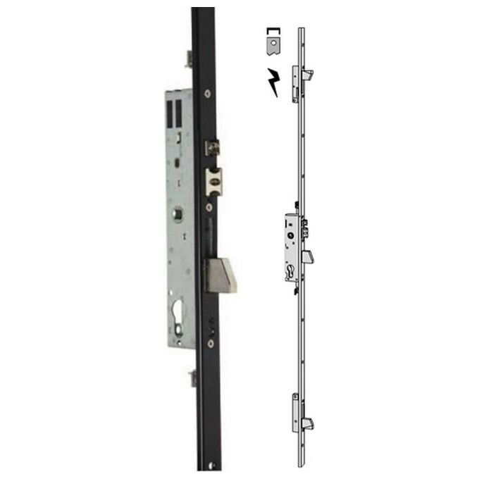 CISA 1.16525.25.0 Serie 16525 Serratura Elettrica Multipunto 3 Punti di Chiusura Frontale Piatto 24 mm Entrata 25 mm colore Nero