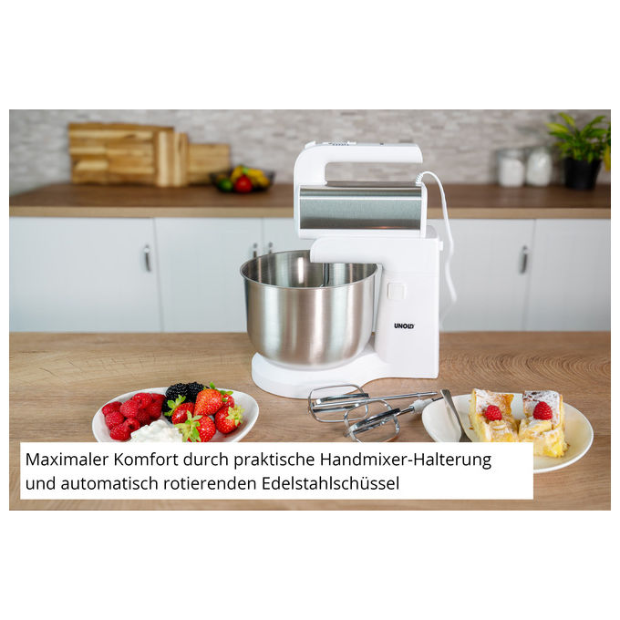 Unold 78720 Handmixer con ciotola 500 W 5 velocita' Acciaio inossidabile colore Bianco