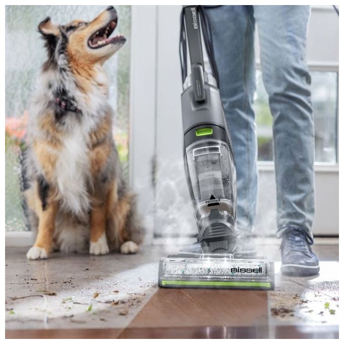 BISSELL 3528N CrossWave HydroSteam Pet Pro Lavapavimenti Aspira Lava Asciuga con Tecnologia a Vapore Su Richiesta Serbatoi Separati Filtro HEPA e Sistema Anti-groviglio colore Titanio Nero Lime