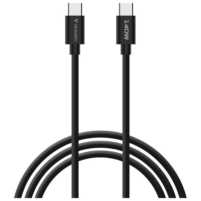 Verbatim 30240 Caricabatterie Universale Mini GaN 140W con Display 3 Porte USB Tipo C 1 Porta USB Tipo A Ricarica Rapida Power Delivery 3.0 Quick Charge 3.0 colore Nero