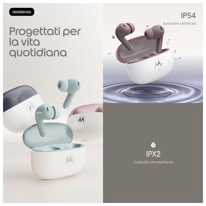 Motorola PG38C08178 Moto Buds 2 Auricolare Wireless In-ear Bluetooth 6.0 Cancellazione Attiva del Rumore fino a 55dB 11 Ore di Autonomia Colore Viola