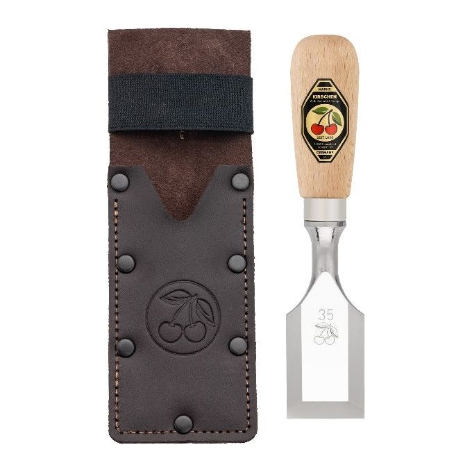 Kirschen 1158000 Kurzbeitel in Lederholster Beccuccio Corto in Acciaio ad Alto Tenore di Carbonio 35 mm colore Nero