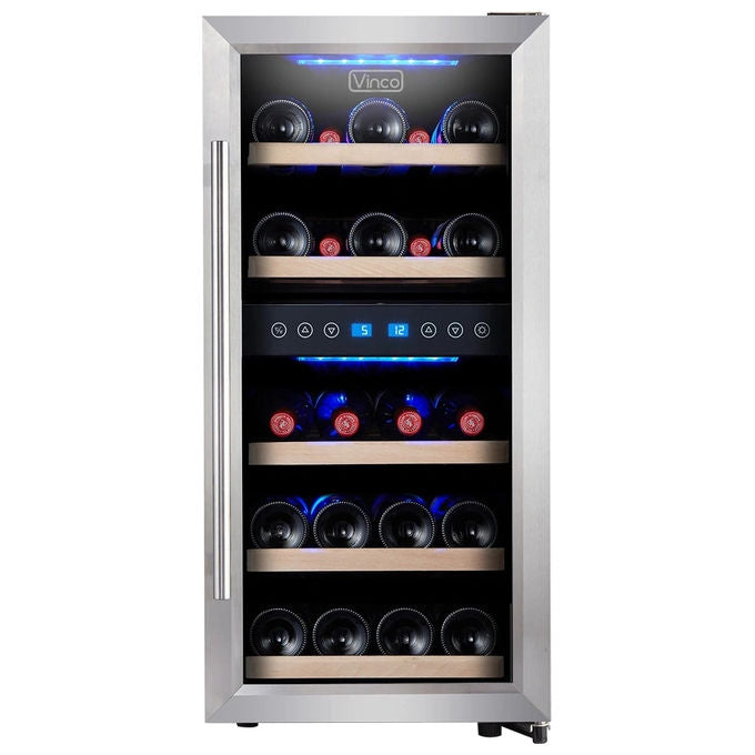 Vinco 50310 Cantinetta Refrigerante Doppia Zona 100 L Capacita' 33 Bottiglie Classe Energetica F Compressore Silenzioso (84x39.5x58 cm) colore Nero