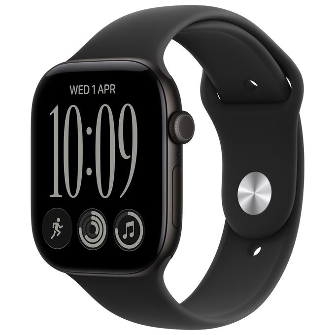 Apple MJEL4QL-A Apple Watch Series 12 GPS Smartwatch Cassa 46 mm in Alluminio Nero con Cinturino Sport Nero colore Nero