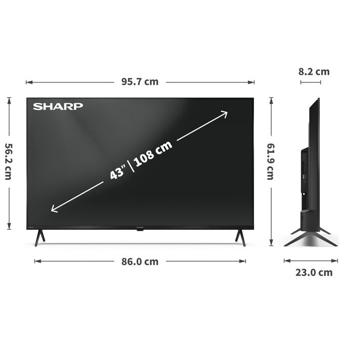 Sharp, TV QLED 4K Ultra HD, Smart TV Wi-Fi, 43HP5265E, Nero