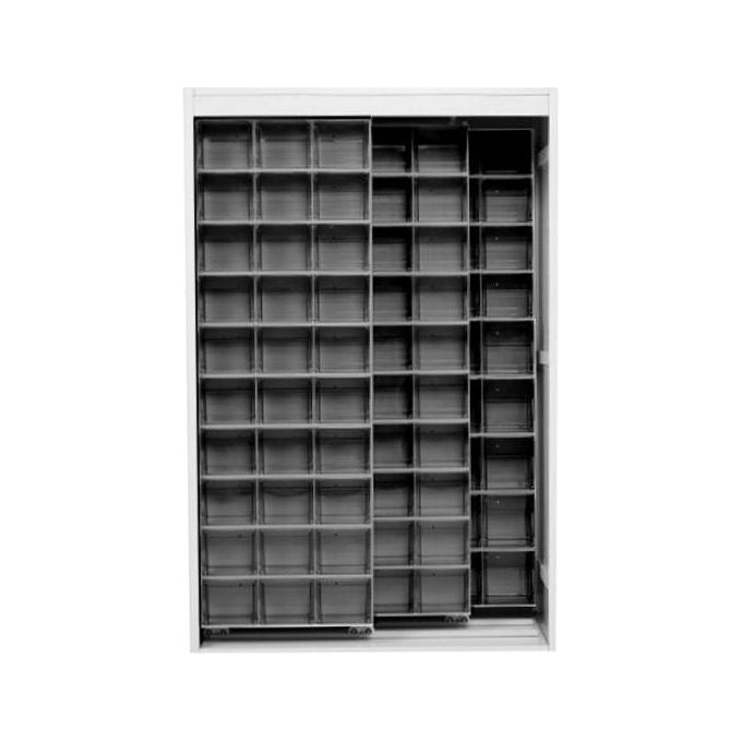 Mobilplastic 2 pannelli fissi + 2 pannelli scorrevoli Armadio Porta Minuteria 154 Cassetti colore Grigio Scuro