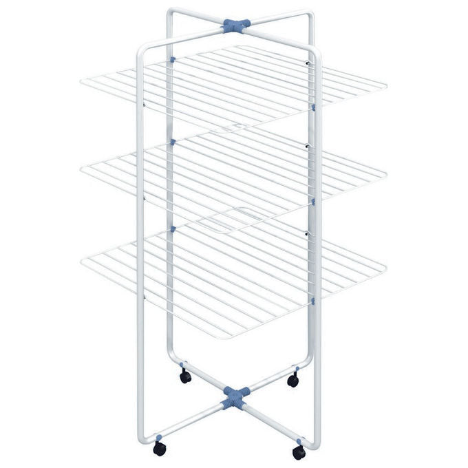 Vileda Stendibiancheria In Acciaio Verniciato Vip 3 Piani 30 Metri di Spazio per Stendere Dimensioni L70xP70xH131 cm