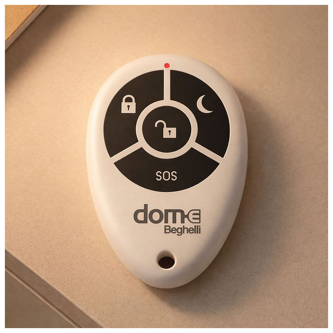 Beghelli 60052 Telecomando per Sistema Allarme Dom-e con Tecnologia LoRa Portata 100 Metri Pulsante SOS Batteria CR2032 Inclusa colore Bianco
