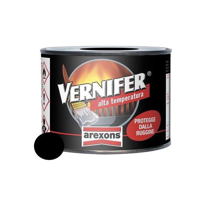 Arexons 4765 Vernifer Smalto Alta Temperatura Antiruggine 500 ml resistenza 400°C colore Nero Satinato