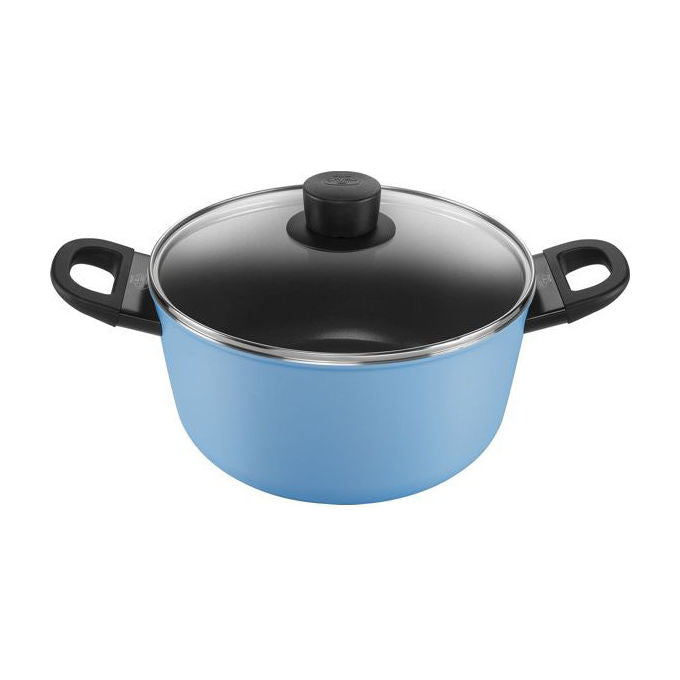 Ballarini CAPRERA Caprera Casseruola con Coperchio 24 cm 4,75 L Compatibile Induzione Rivestimento Antiaderente Kera Gloss colore Blu