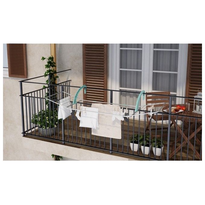Colombo New Scal ST189 Balcony Stendibiancheria da Balcone 18 m Acciaio Antiruggine Braccia Regolabili Pieghevole colore Acciaio