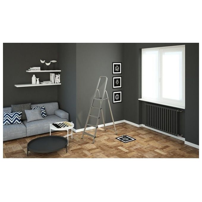 Colombo S109005W Stark Scala 5 Gradini Antiscivolo Alluminio Acciaio Portata 150 Kg Certificata EN 131 Made in Italy colore Silver