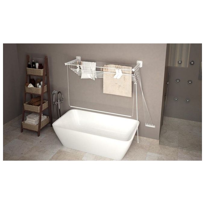 Colombo New Scal SG140 Stendibiancheria Sali e Stendi da Parete 140 cm 6 Fili 8.4 m 4 Kg Acciaio Verniciato colore Argento
