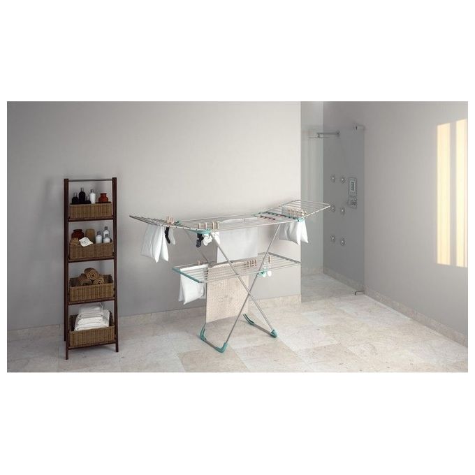 Colombo Stendibiancheria DOUBLE in alluminio leggero antiruggine con altezza regolabile e 30 metri di stenditura