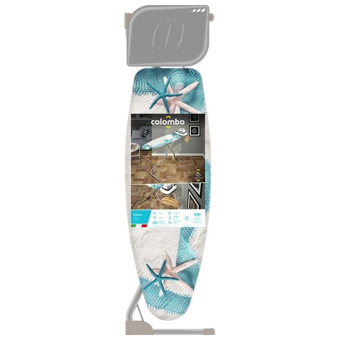 Colombo A180L01W Atlantic Asse da Stiro Pieghevole 130x44 cm Altezza Regolabile 71-95 cm Portacaldaia 10 Kg colore Argento