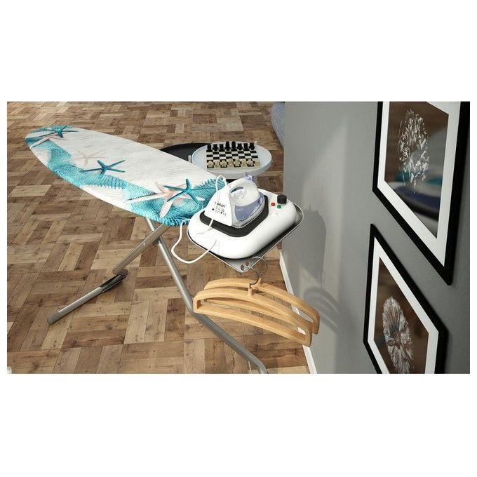 Colombo A180L01W Atlantic Asse da Stiro Pieghevole 130x44 cm Altezza Regolabile 71-95 cm Portacaldaia 10 Kg colore Argento