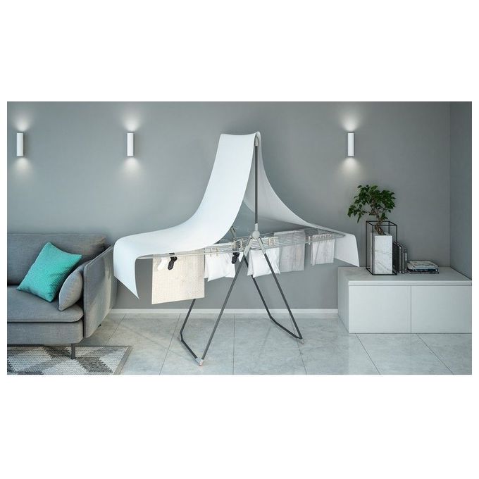 Colombo New Scal ST1000 Titano Stendibiancheria con Portabiti 30 m 15 Kg con Ruote Ripiegabile colore Alluminio