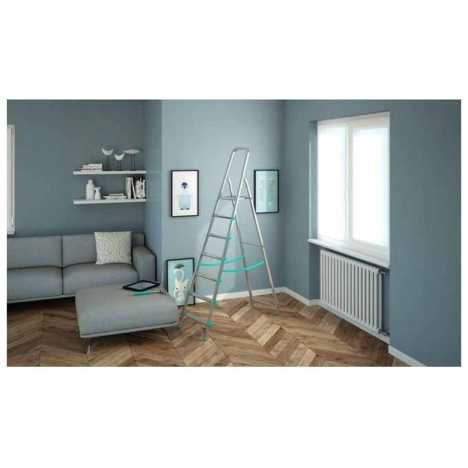 Colombo Scala LIBELLULA 7 gradini in alluminio con gradini antiscivolo piedini antiscivolo portata max 150kg EN131 Made in Italy