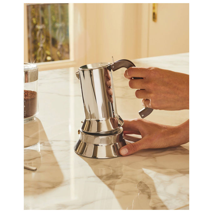 Alessi 8003299011766 9090 Caffettiera Espresso 3 tazze Acciaio inox Induzione compatibile colore Acciaio inox