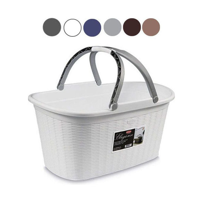 Stefanplast Elegance Cesta Rattan Senza Manico Grigio 58x36x26cm